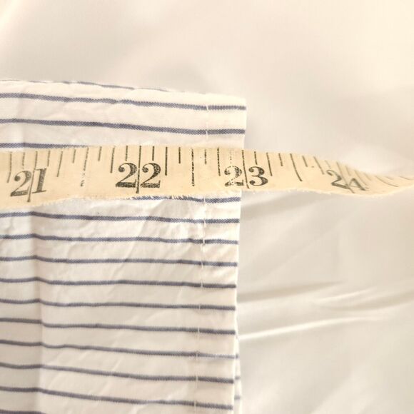 Chico's 1 Womens 8 White Gray Striped Roll-Tab Sleeve Button Down Shirt Blouse - Picture 5 of 6